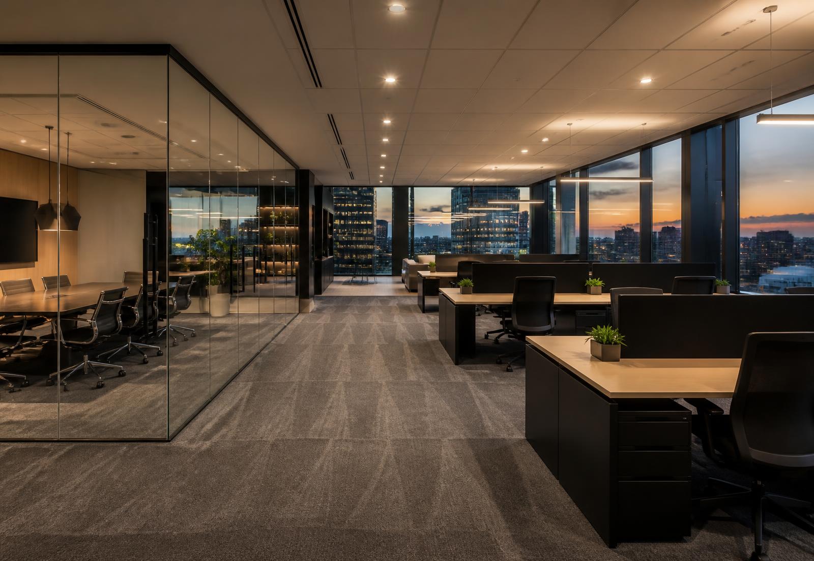 Immaculate modern open-plan office interior